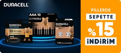 Duracell Markalı Pillerde Sepette %15 İndirim