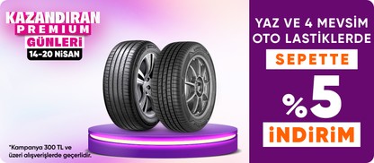 Yaz ve 4 Mevsim Oto Lastiklerde 300 TL Üzeri Sepette %5 indirim