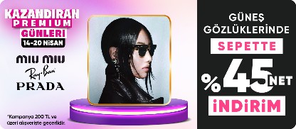 Rayban, Prada ve Miu Miu gözlükler sepette %45 net indirim