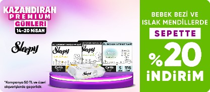 Sleepy Bebek Bezi ve Islak Mendillerde Sepette %20 İndirim