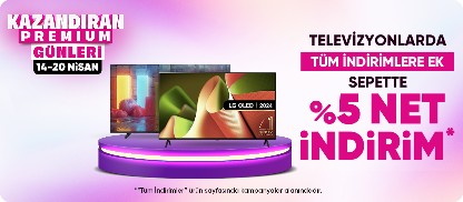 Televizyonlarda Sepette %5 İndirim!