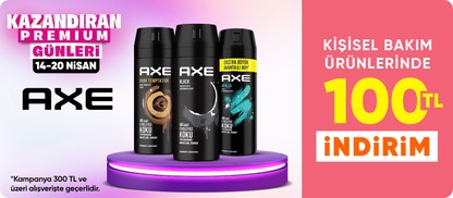 Axe Markalı Ürünlerde 300 TL'ye 100 TL İndirim
