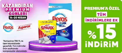 Asperox ve Peros Ürünlerinde Premium'a Özel Tüm İndirimlere Ek %15 İndirim