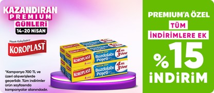 Koroplast Ürünlerinde Premium'a Özel Tüm İndirimlere Ek %15 İndirim