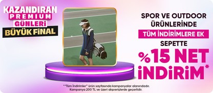 "Spor ve outdoor ürünlerinde tüm indirimlere ek %15 net indirim * Kampanya 200 TL ve üzeri geçerlidir."