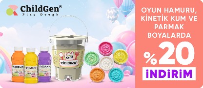 ChildGen Play Dough Oyun Hamuru, Kinetik Kum ve Parmak Boyalarda %15 İndirim!