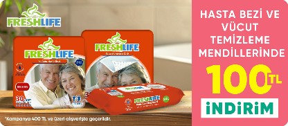 Freshlife Hasta Bezi ve Vücut Temizleme Mendillerinde 400TL ve Üzerine 100TL İndirim!