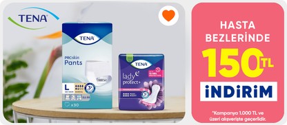 Tena Markalı Ürünlerde 1000 TL'ye 150 TL İndirim