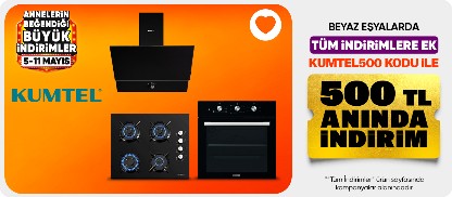 Beyaz eşyalarda tüm indirimlere ek 500 TL anıda indirim