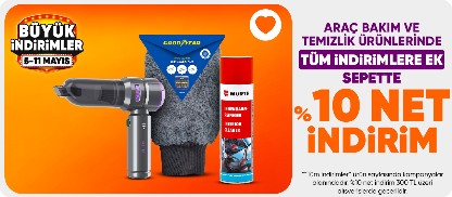 Araç Bakım Temizlik Ürünlerinde Sepette %10 indirim