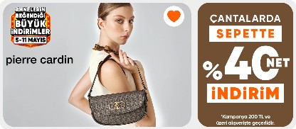 Pierre cardin çantalarda sepette %30 net indirm