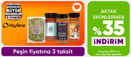 Hayfene aktar ürünlerinde 200 TL üzerine %35 i̇ndirim