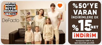 %50'ye varan indirime ek %15 net indirim