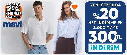 Yeni sezonda  %20 net indirime ek  2.000 TL'ye 300 TL indirim