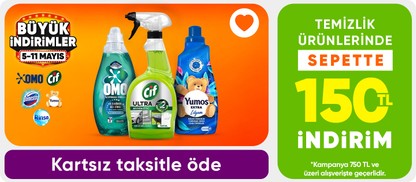 Omo, Yumoş, Cif, Domestos, Rinso Ürünlerinde 750 TL'ye Sepette 150 TL İndirim