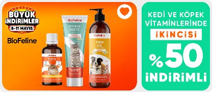 BioFeline Markalı Kedi ve Köpek Vitaminlerinde 2.Üründe %50 İndirim