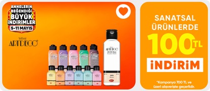 Sanatsal ürünlerde 100 TL indirim