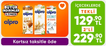 Alpro İçeceklerde Tekli ₺129,90 - 2'li ₺229,90