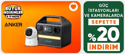 Anker Markalı Güç İstasyonlarında ve Kameralarda Sepette %20 İndirim