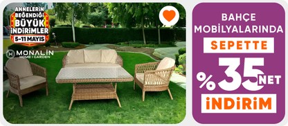 Monalin Home Garden bahçe mobilyalarında Sepette %35 net indirim