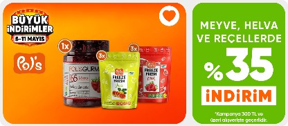 Pol's Freeze Fresh meyve, helva ve reçellerde 300 TL üzerine %35 i̇ndirim