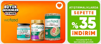 Wefood Markalı Ürünlerde 50 TL ve Üzerine Sepette %35 İndirim