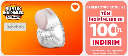BEBEBAO100 Kodu ile Bebebao Anne Bebek Ürünlerinde Tüm İndirimlere Ek 100 TL İndirim
