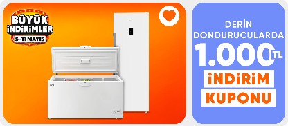 Derin dondurucularda  1.000 TL indirim kuponu