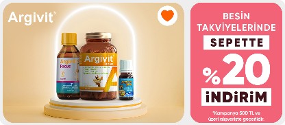 Argivit Besin Takviyelerinde 500 TL ve Üzerine Sepette %20 İndirim
