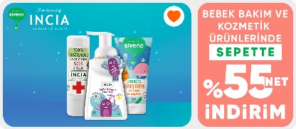 INCIA ve Siveno Bebek Bakım ve Kozmetik Ürünlerinde Net %55 İndirim!