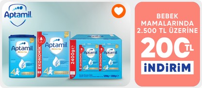 Aptamil Bebek Mamalarında 2500 TL Üzeri 200 TL İndirim