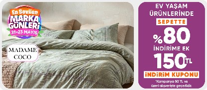 Madame Coco Sepette %80 indirime ek  150 TL indirim kuponu