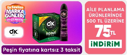 Okey Ürünlerinde 500 TL ve Üzerine 75TL İndirim!