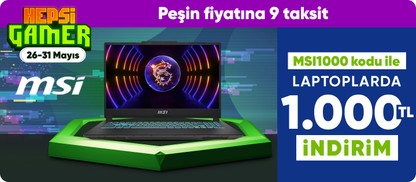 MSI1000 Koduyla MSI Laptoplarda 1000 TL İndirim
