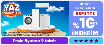 Beyaz eşyalarda  sepette %10 net indirim
