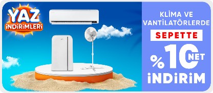 Klima ve vantilatörlerde  sepette %10 net indirim