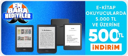 E-kitap oyucularda  5.000 TL ve üzerine 500 TL indirim