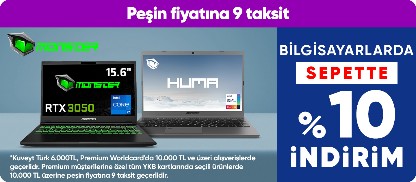 Monster Bilgisayarlarda Sepette %10 İndirim Fırsatı