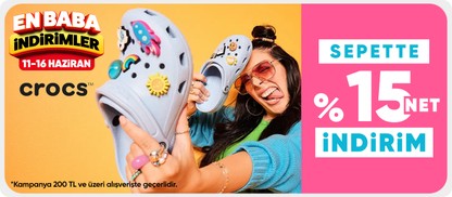 Crocs ürünlerinde sepette %20 net indirim