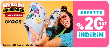 Crocs ürünlerinde sepette %20 net indirim