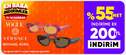 Vogue&Versace&Michael Kors&Guess gözlükler sepette %55 net indirim