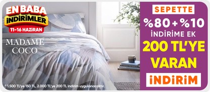 Madame Coco Sepette %80'e Ek %10 İndirim 200 tlye varan indirim