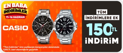 Casio tüm indirimlere ek 150 TL indirim