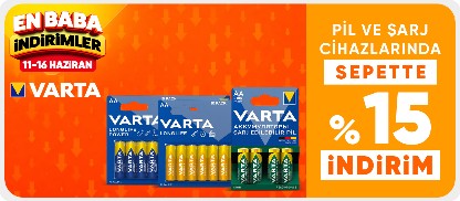 Varta Pil ve Şarj Cihazlarında Sepette %15 İndirim