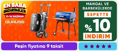 Guruss Markalı Mangal ve Barbekülerde Sepette %10 İndirim
