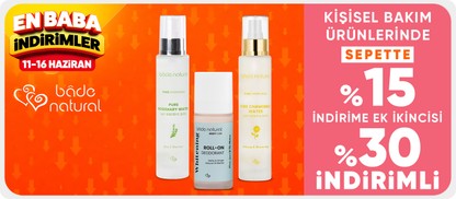 Bade Natural satıcılı Kişisel Bakım ürünlerinde Net %15 indirim + 2. ürüne %30 İndirim