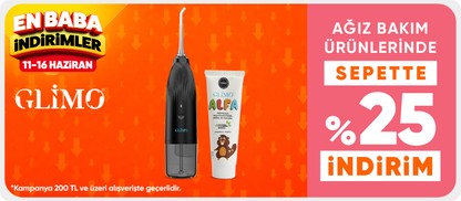 Glimo Ağız Bakım Ürünlerinde 200 TL ve Üzerine %25 İndirim