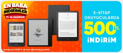 E- kitap okuyucularda  500 TL indirim