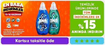 Temizlik ürünlerinde tüm indirimlere ek  %15 anında indirim 