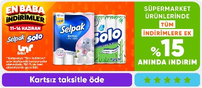 Süpermarket ürünlerinde tüm indirimlere ek  %15 anında indirim 